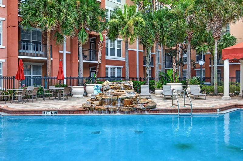 Pool patio and waterfall feature in Jacksonville, FL