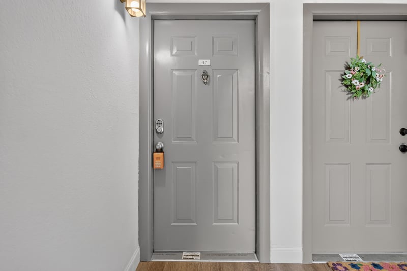 Front door interior with wreath at 5811 Atlantic Blvd unit 47, Jacksonville, FL 32207