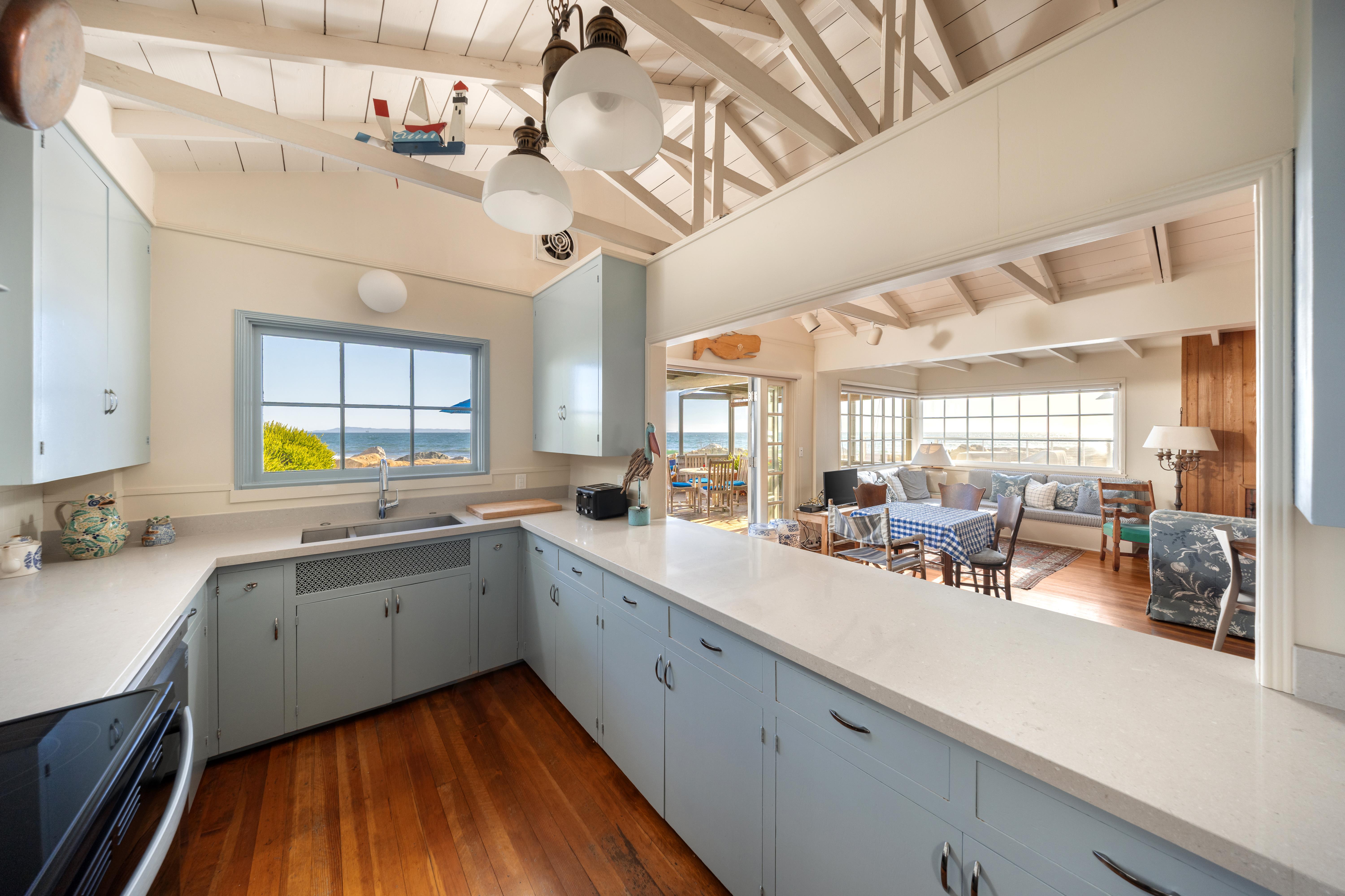 Aerial drone photography of 3581 Padaro Ln, Carpinteria CA — sweeping Southern California coastline and Santa Ynez Mountains backdrop by VirTour Media