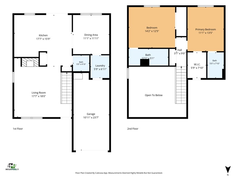 Floor plan of first and second floors, photographed by Megapixeler on Blue Teal Ct, Jacksonville