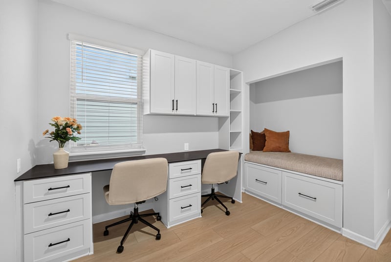 Home office with desk and shelving at 93 Lochloosa Ct, St. Johns, FL 32259