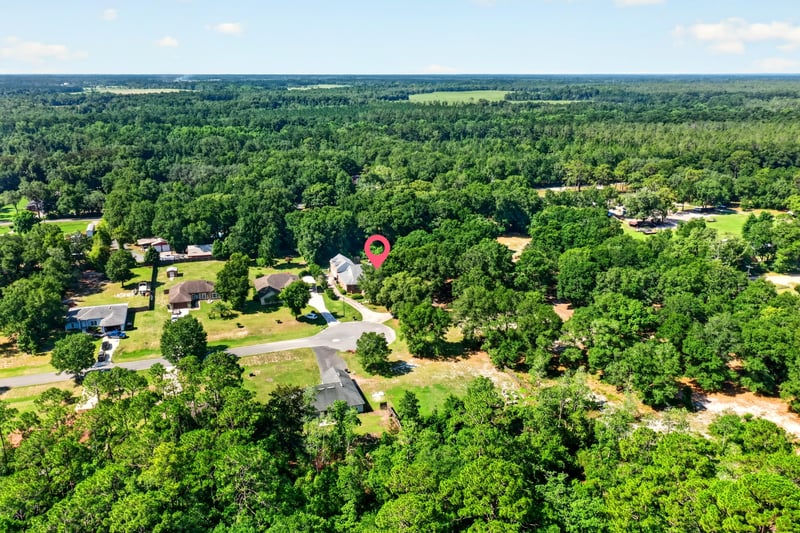 Aerial view of the property and surrounding tree canopy at 1735 Hagans Ridge Ct