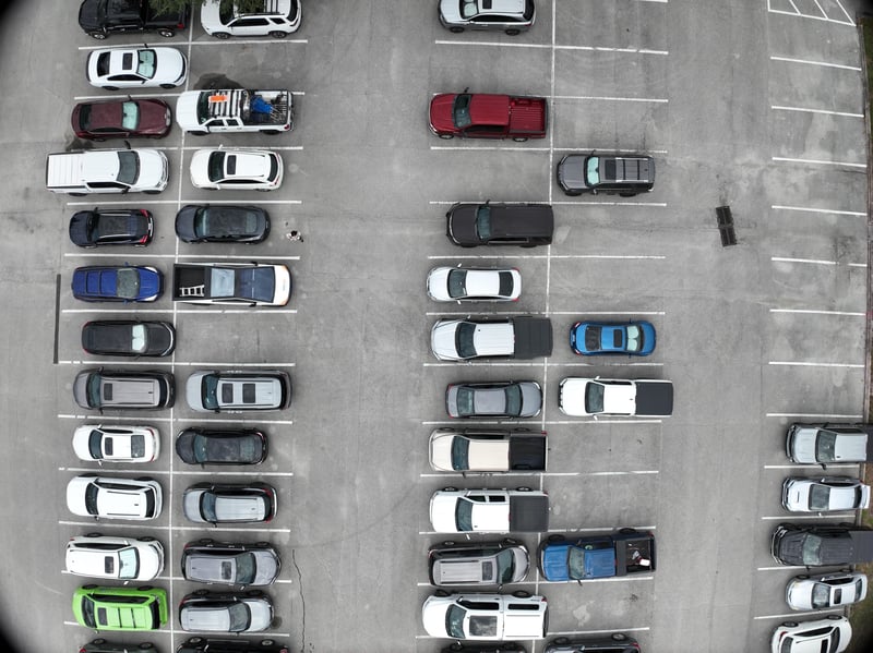 Aerial view of parking lot and cars at 9406 Atlantic Blvd, Jacksonville, FL 32225