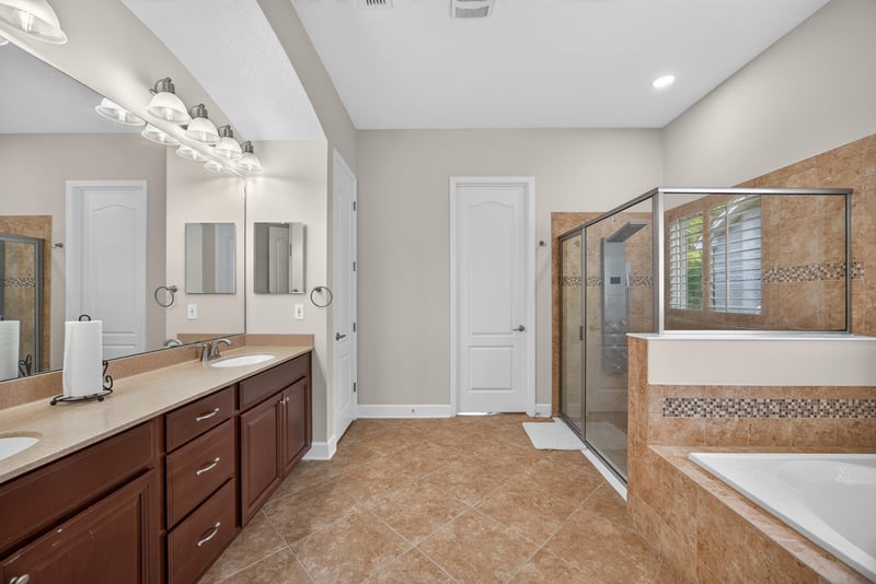 Bathroom with vanity and glass walk-in shower at 276 Cross Ridge Dr, Ponte Vedra Beach, FL 32081