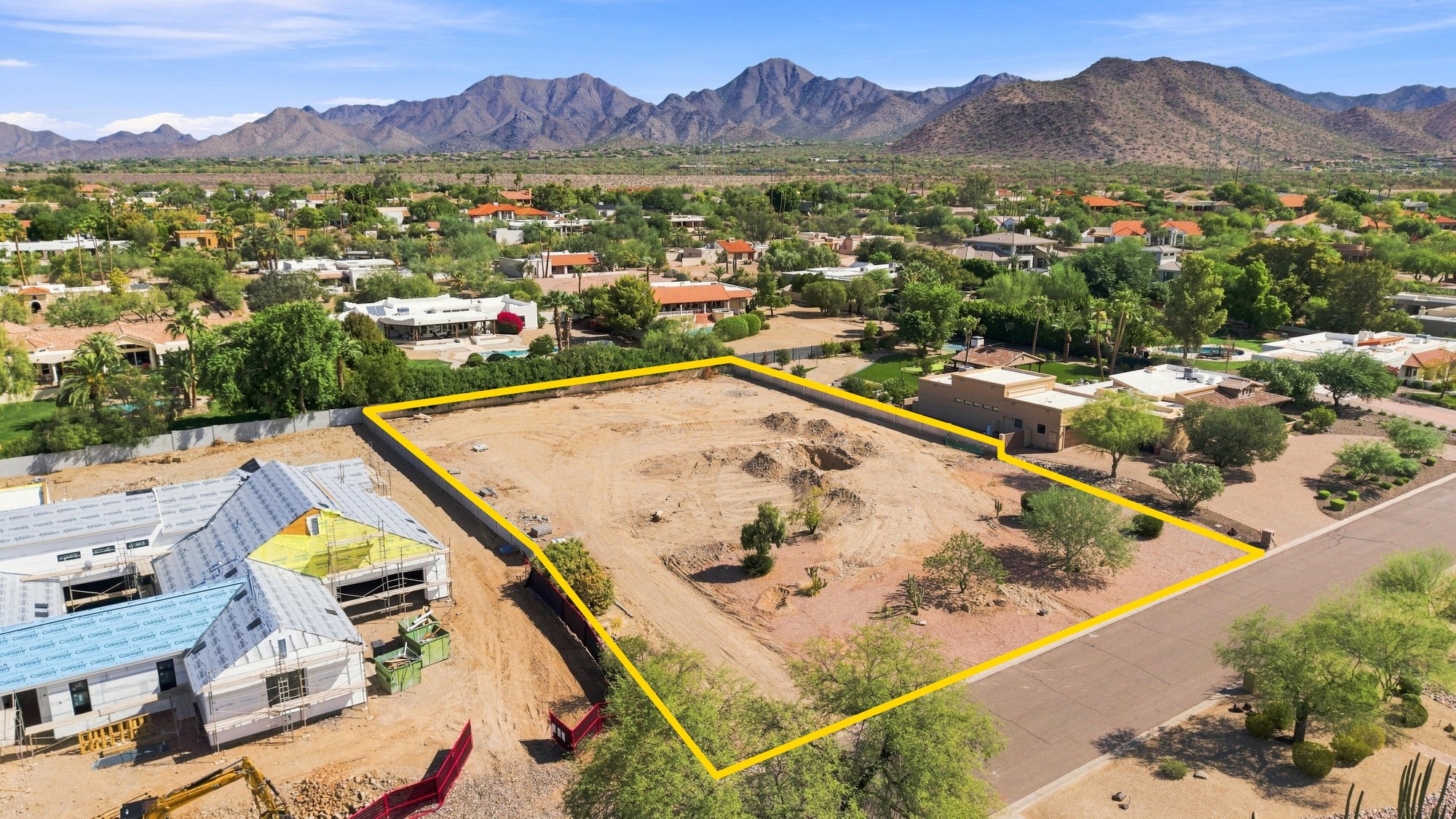 Aerial of a lot with a property line overlay