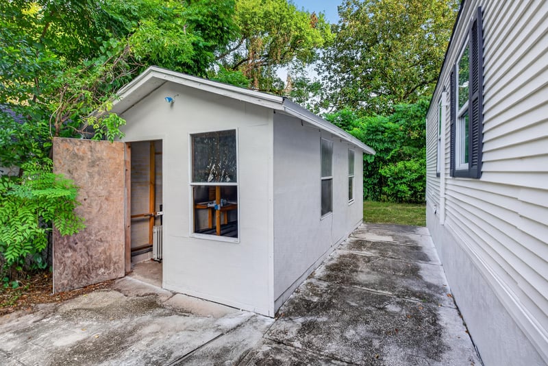 Shed exterior with door and window at 4565 Appleton Ave, Jacksonville, FL