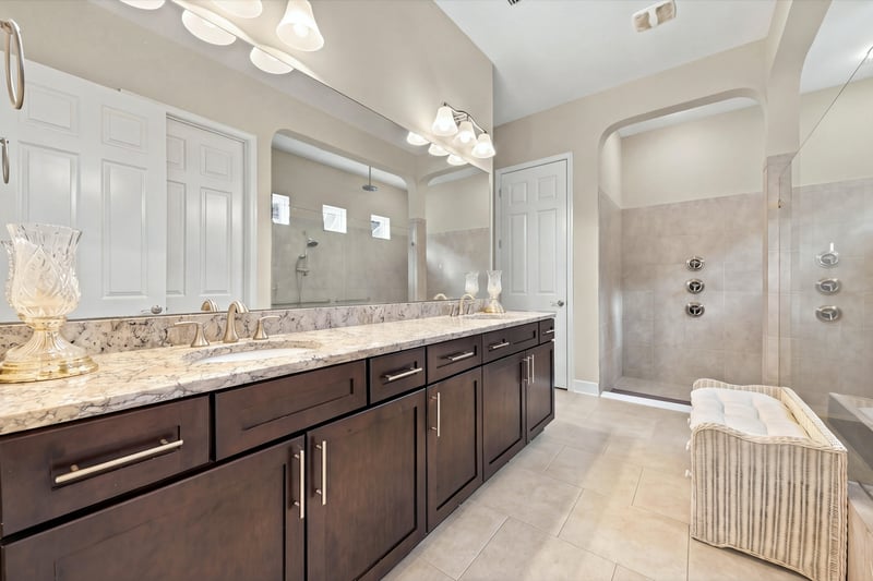 Primary bathroom vanity, photographed by Megapixeler on Lucena Ln, Jacksonville, FL