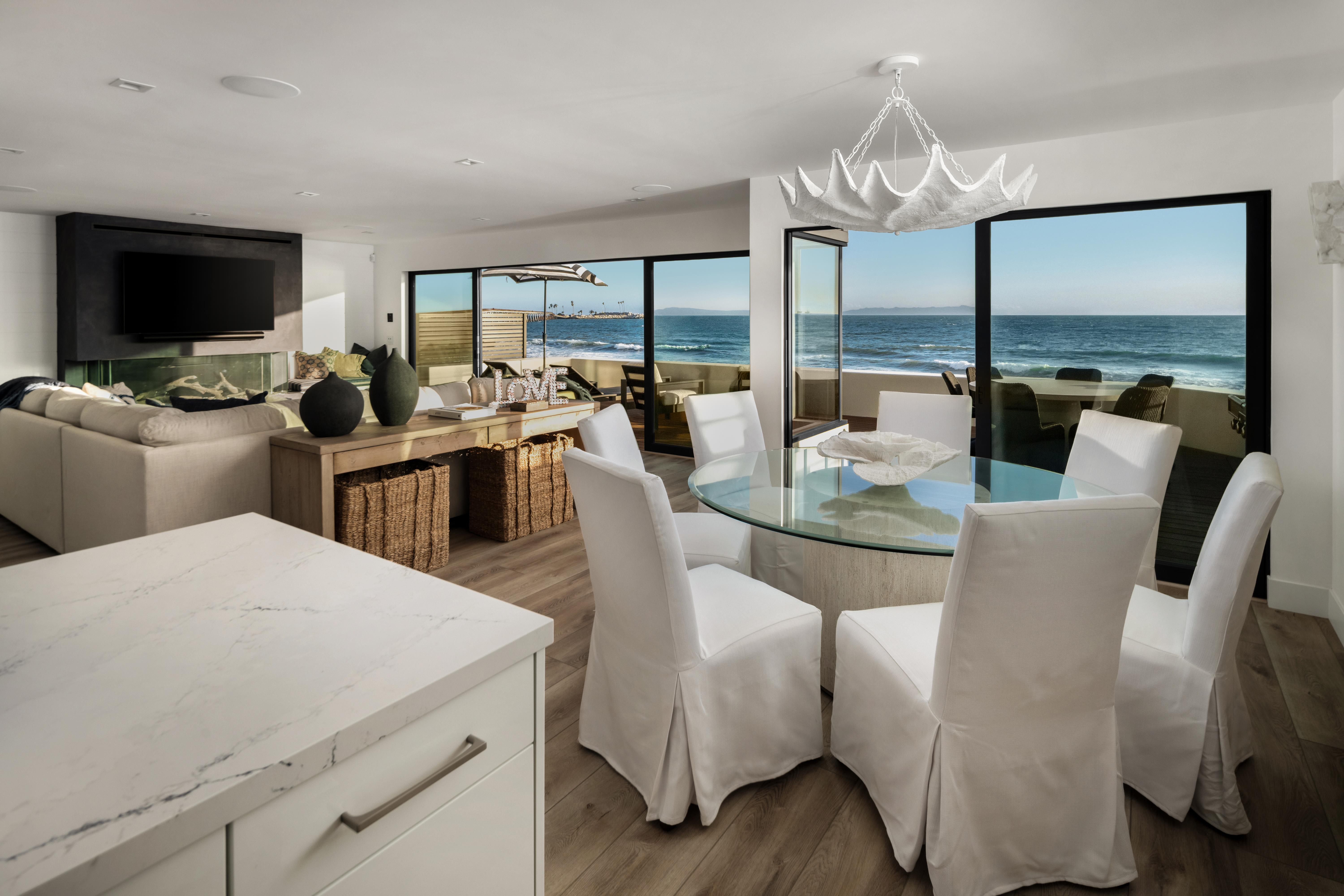 Aerial drone photography above 6726 Breakers Way, Ventura — cinematic Inspire 3 footage traces the Pacific shoreline south toward Carpinteria bluffs, capturing the full coastal context of this exceptional property. Our team captured still photography, aerial drone photography with Inspire 3 Cinema Drone, FPV clips, a cinematic property video with agent narration, a Matterport virtual tour, a Zillow Showcase, a true vertical social media reel, and floor plan scan throughout the early morning.