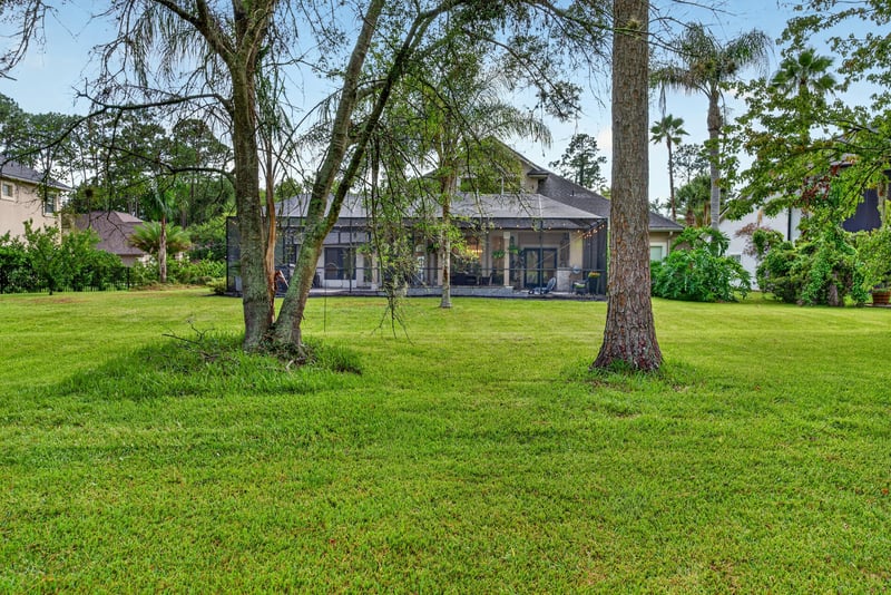 Backyard lawn and trees at 2304 Spring Hill Ct, Orange Park, FL