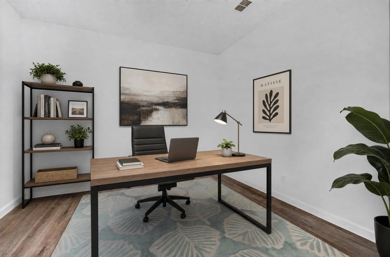 Home office with desk and bookshelf at 8921 Needlepoint Pl, Jacksonville, FL 32244