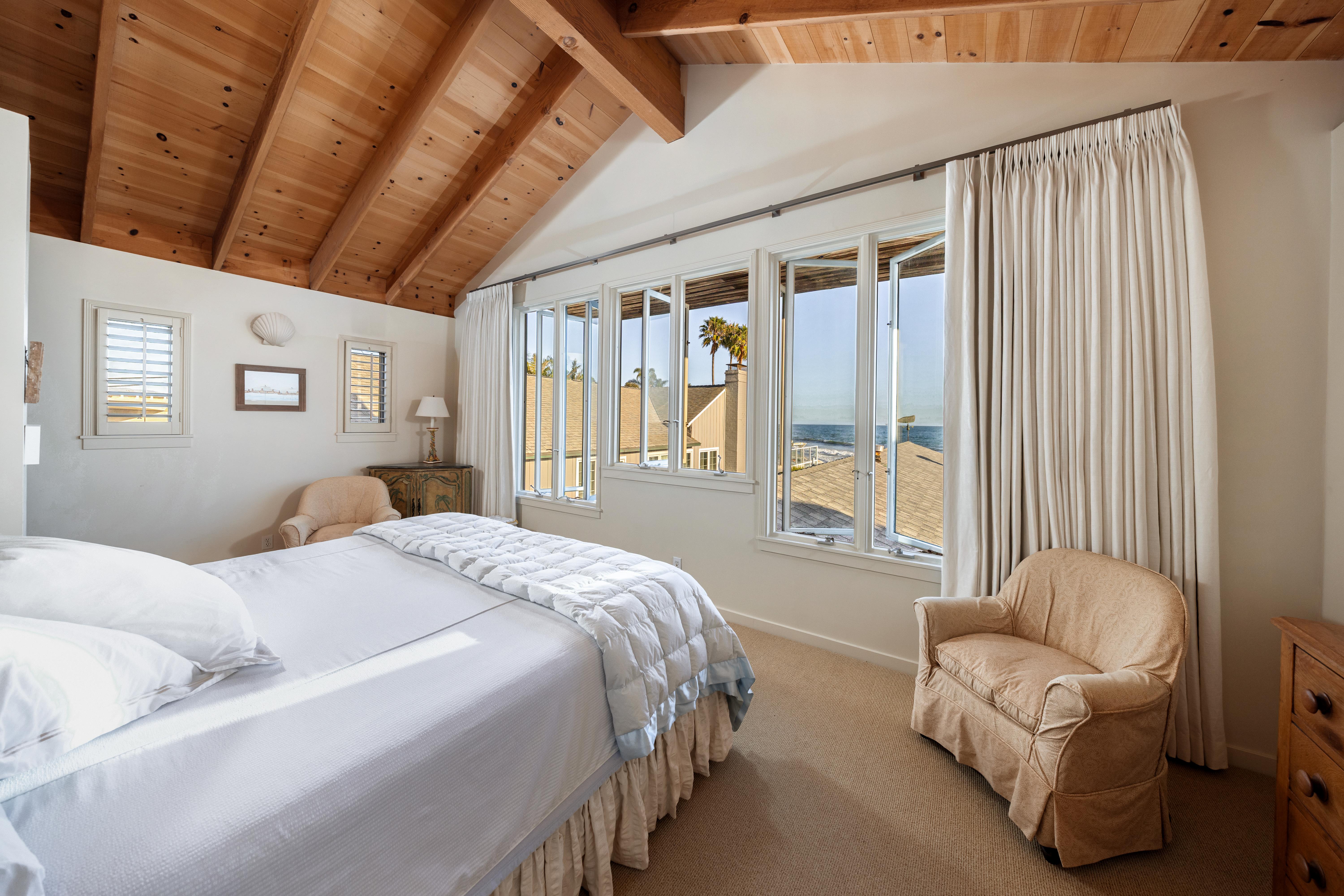 Virtual real estate photography of oceanfront bedroom at 3581 Padaro Ln, Carpinteria — professional real estate photography by VirTour Media