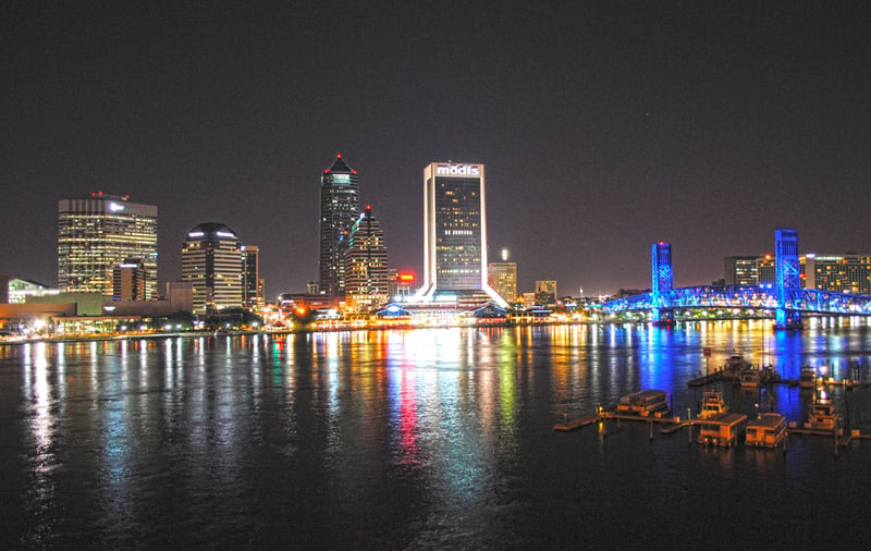 Downtown Jacksonville skyline at night
