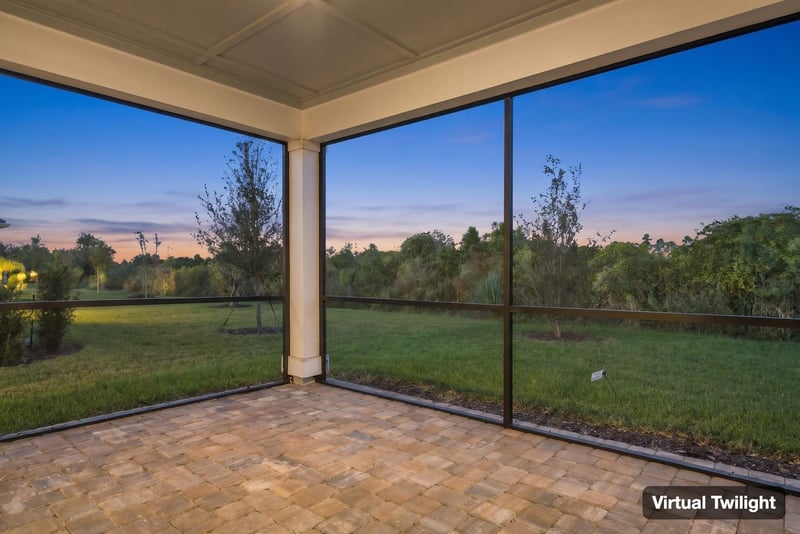 Screened porch at day-to-dusk, photographed by Megapixeler on Torres Trace, St. Augustine