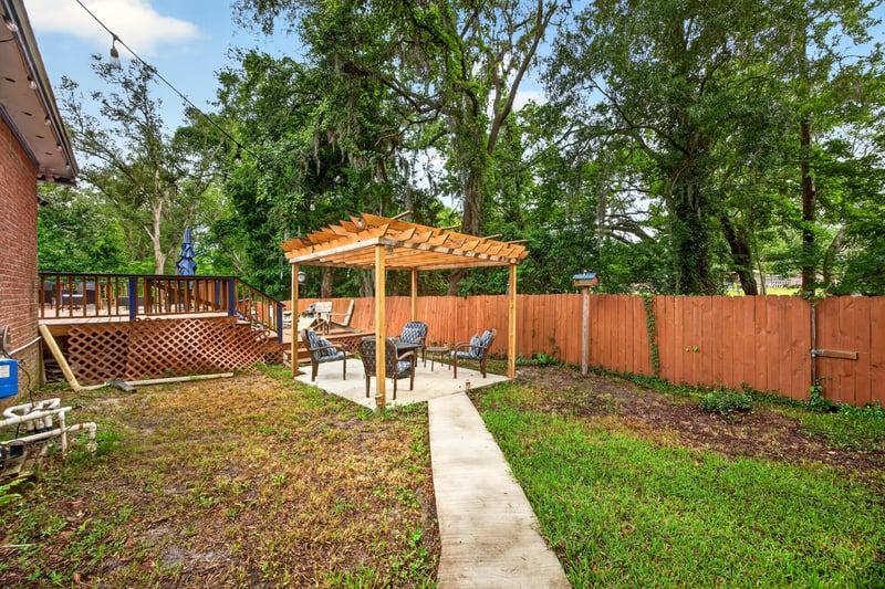 Backyard with pergola and walkway at 981 Marble Ridge Dr, Orange Park, FL 32065