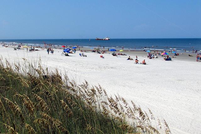 Beach with people near the shoreline in Jacksonville