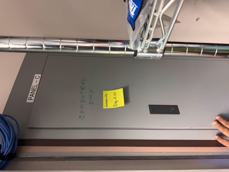 Panel cover labeled Panel H-2 at 11700 New Kings Rd, Jacksonville, FL 32219