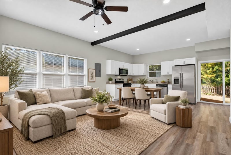Open living and kitchen area, photographed by Megapixeler on Lem Turner Rd, Jacksonville