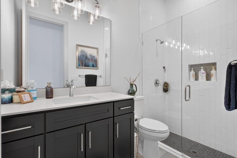 Bathroom with vanity and glass shower at 785 Back Creek Dr, St. Augustine, FL 32092