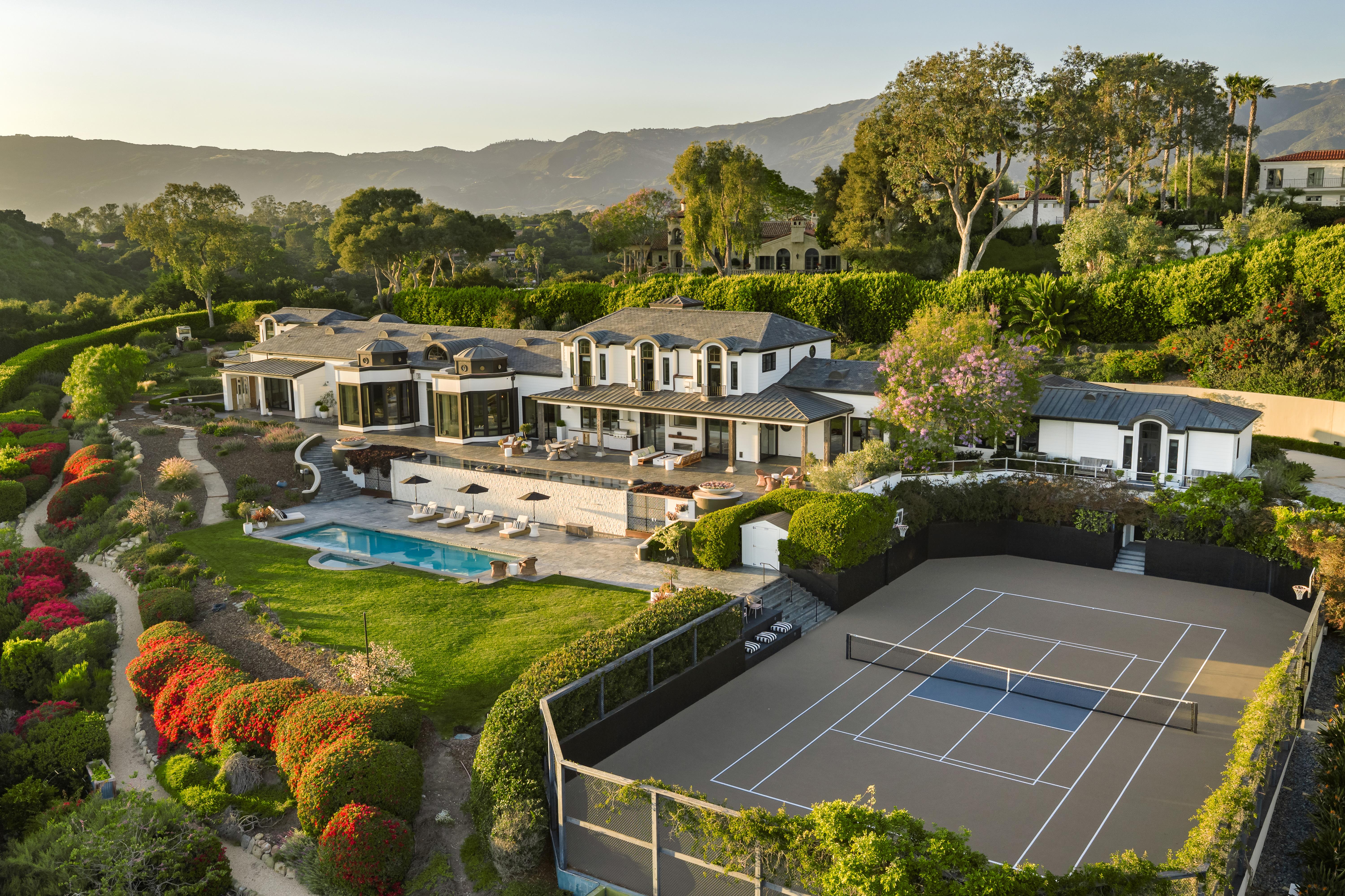 Twilight elevation photography of 4265 Cresta Ave, Santa Barbara — professional real estate photography by VirTour Media documenting the residence as exterior lighting activates against the deepening Southern California sky. Our team captured twilight video and daytime and twilight reels from evening through twilight.