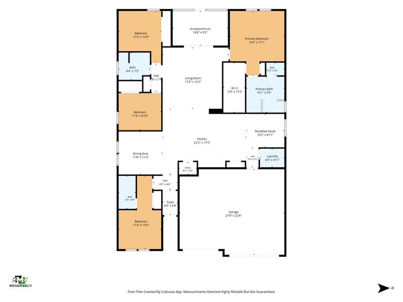 Floor plan of the 2297 square foot home at 9905 Ansley Lake Dr, Jacksonville, FL