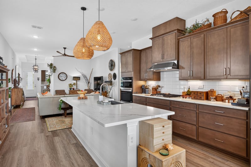 Kitchen with open shelving and wood hutch at 129 Amberwood Dr, St. Augustine, FL