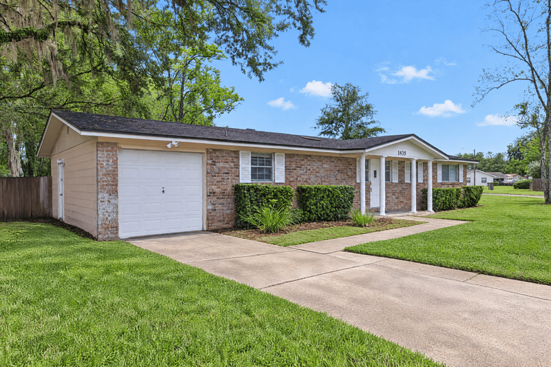 Front exterior angled view with garage at 1435 Undine Ave, Jacksonville, FL