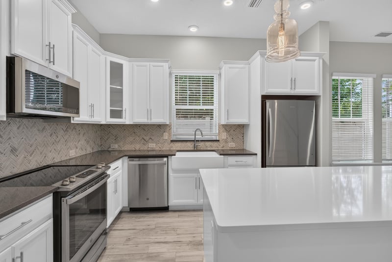Kitchen with stainless range and microwave at 7446 Loggerhead Ct, Jacksonville, FL 32256
