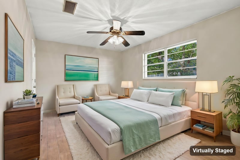Virtually staged bedroom interior view, photographed by Megapixeler on Crosby Ln, Orange Park
