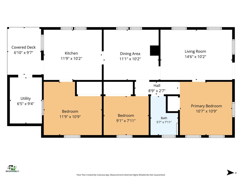 Floor plan showing bedrooms, kitchen and living areas at 2372 2nd Ave, Jacksonville, FL 32208