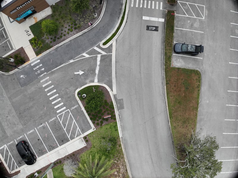 Aerial view of drive and landscaped shrubs at 9406 Atlantic Blvd, Jacksonville, FL 32225