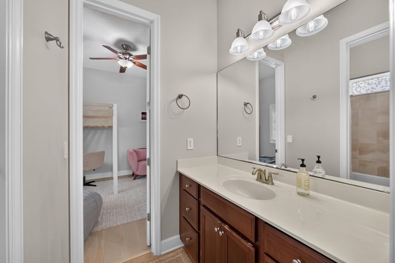 Bathroom vanity with mirror and pendant lights at 276 Cross Ridge Dr, Ponte Vedra Beach, FL 32081