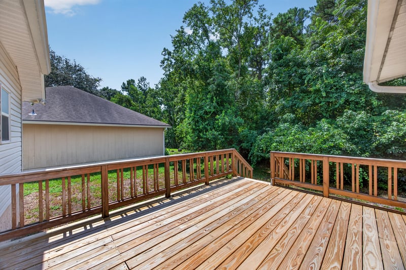 Wood deck in the backyard at 9256 Dale View Ln W, Jacksonville, FL 32225