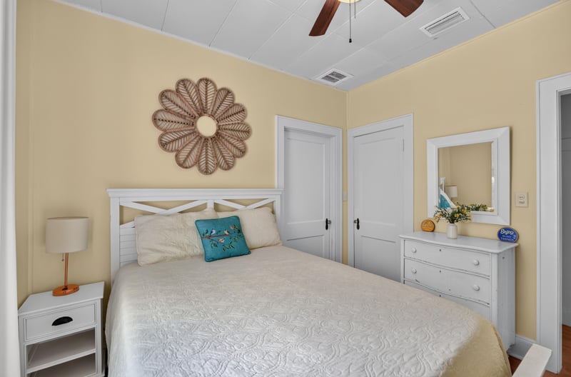 Bedroom with bed and nightstand at 101 N Lake St, Crescent City, FL