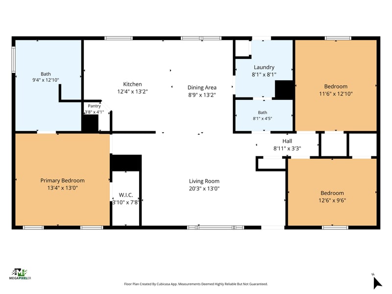 Floor plan showing bedrooms, kitchen and living room at 7603 Coach Park Dr, Jacksonville, FL 32244