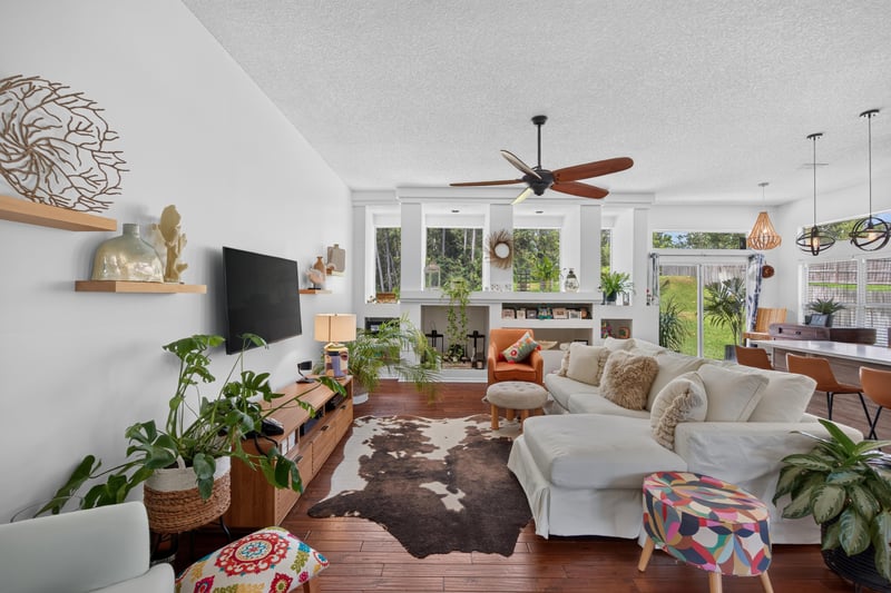 Living room with sectional sofa and television at 1820 Burgess Hill Dr E, Jacksonville, FL