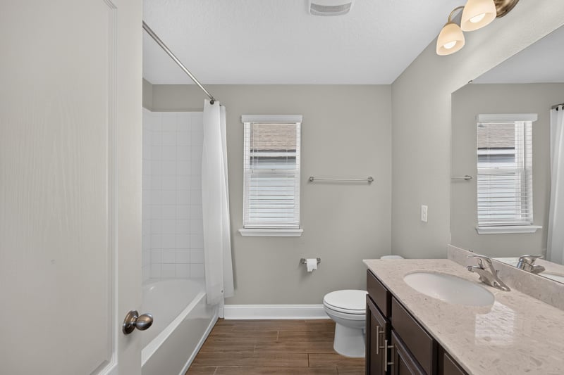 Bathroom with tile floor and double vanity at 331 Millerstone Dr, St. Augustine, FL 32092