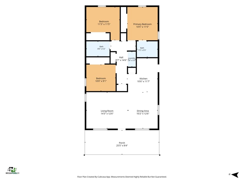Floor plan showing bedrooms, bathrooms, kitchen and living areas at 219 Shortreed St, Jacksonville, FL 32254
