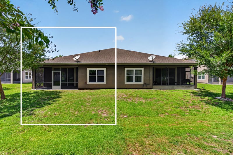 Rear exterior with white outline marking the home at 2378 Caney Oaks Dr, Jacksonville, FL