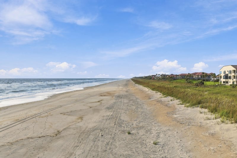 Aerial panorama of the beach shoreline in Ponte Vedra Beach, FL