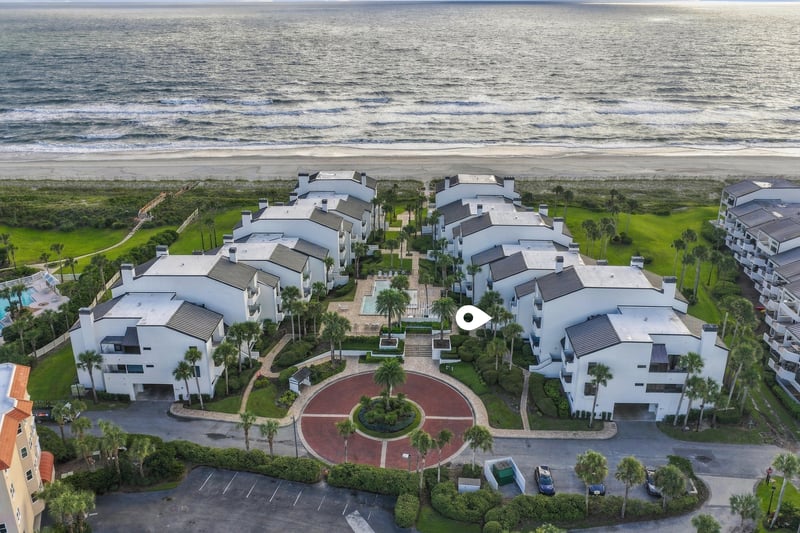 Aerial beach and ocean view beside the condo complex in Ponte Vedra Beach, FL