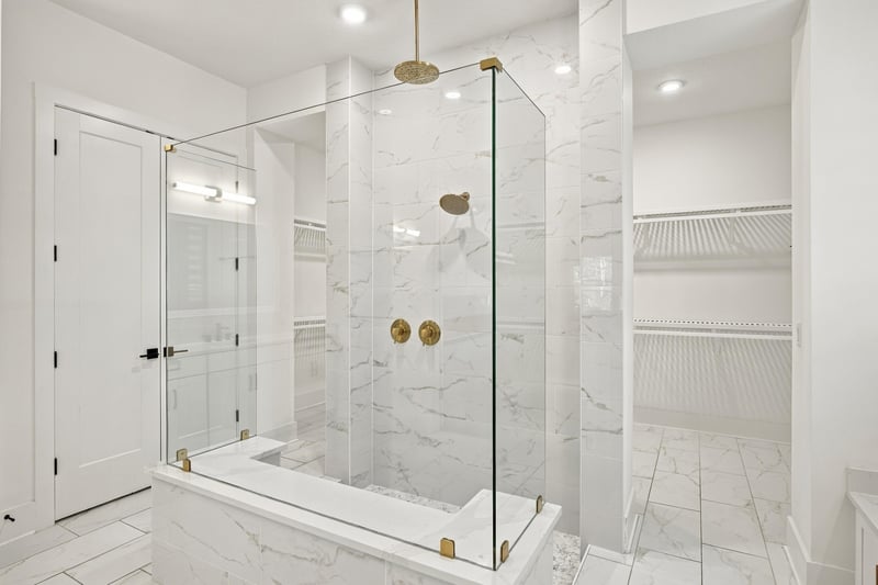 Primary bath glass-enclosed shower at 907 Seagrove Dr, Ponte Vedra Beach, FL 32081