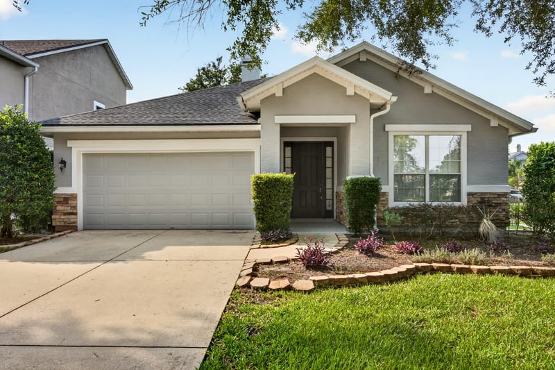 Front exterior with garage at 3101 E Banister Rd, St. Augustine, FL 32092