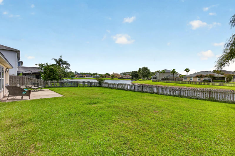 Backyard with open lawn and fencing at 2065 Creekmont Dr