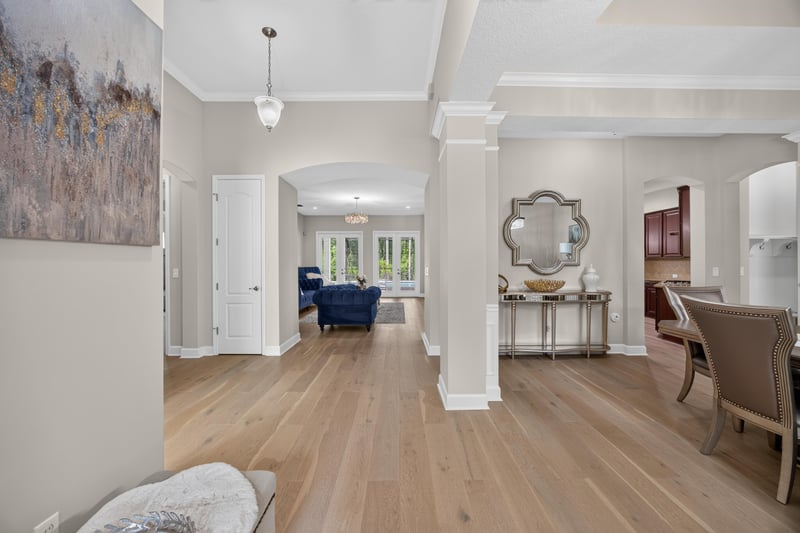 Entry hall with columns opening to living areas at 276 Cross Ridge Dr, Ponte Vedra Beach, FL 32081