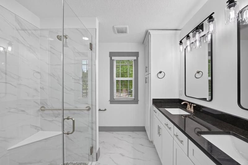 Bathroom with glass walk-in shower at 4800 Acacia St, Middleburg, FL 32068