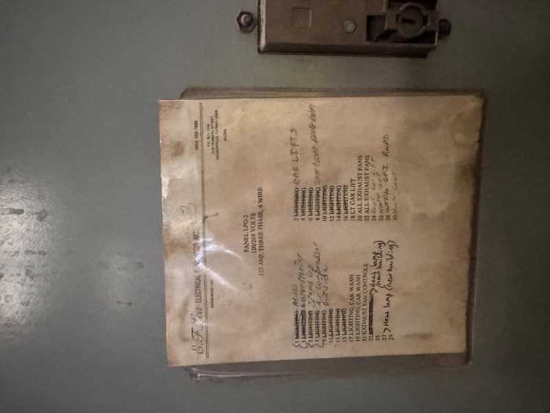 Panel cover with circuit directory in plastic sleeve at 11700 New Kings Rd, Jacksonville, FL 32219