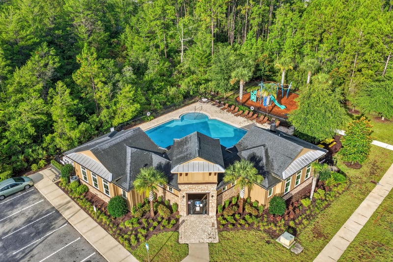Aerial view of clubhouse and pool in Andalusia