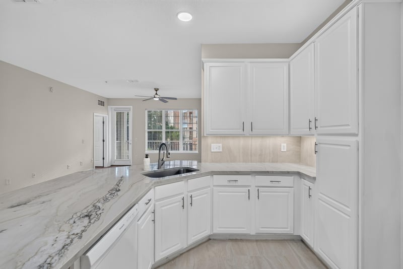 Kitchen sink and quartz countertop at 11251 Campfield Dr unit 1202, Jacksonville, FL 32256