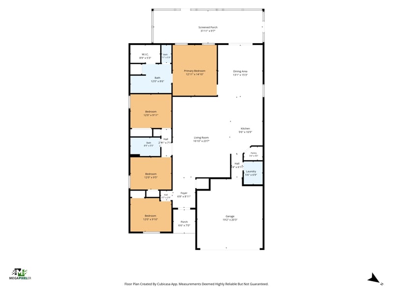 Floor plan of the four-bedroom home at 706 Grampian Highlands Dr, St. Johns, FL 32259