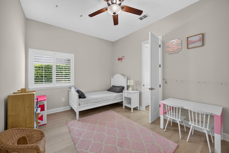 Bedroom with ceiling fan and window seat at 276 Cross Ridge Dr, Ponte Vedra Beach, FL 32081